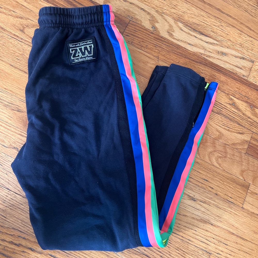Zumba Fitness Black Joggers with Colorful Stripes